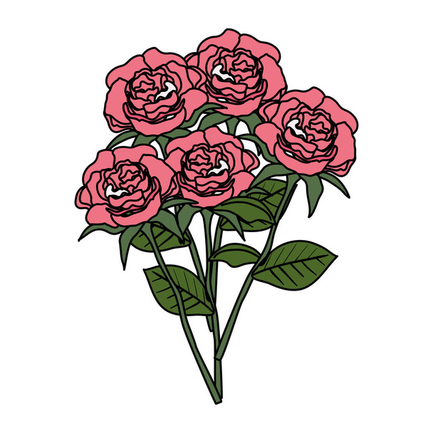 beautiful roses and leafs decoration - Vector, afbeelding