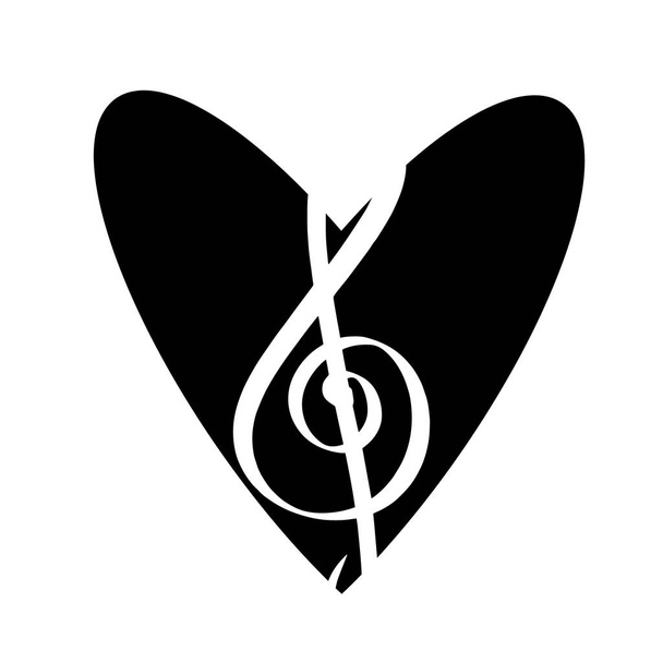 Musiikki Clef Heart Love Music Notes. Sävelen sydän. Sopii kesäkonsertteihin, musiikkifestivaaleihin, Goaan, transsiin, sähköön, diskoon, bileisiin, klubeihin, laulajille, muusikoille, tekstiileille, brändäykselle
. - Vektori, kuva