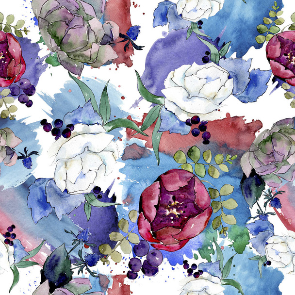 Bouquet floral botanical flowers. Watercolor background illustration set. background pattern. - Photo, Image
