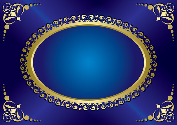 tarjeta vintage elegante azul con marco de oro - vector
 - Vector, imagen