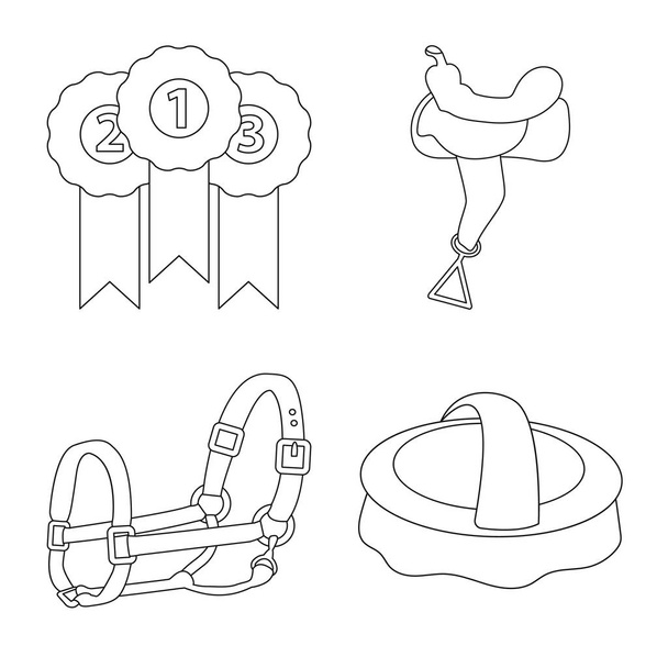 Vector illustration of horseback and equestrian logo. Set of horseback and horse  vector icon for stock. - Vetor, Imagem