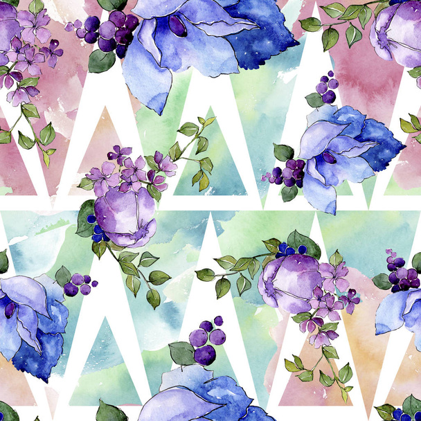 Tropic bouquet floral botanical flowers. Watercolor background illustration set. Seamless background pattern. - Photo, Image