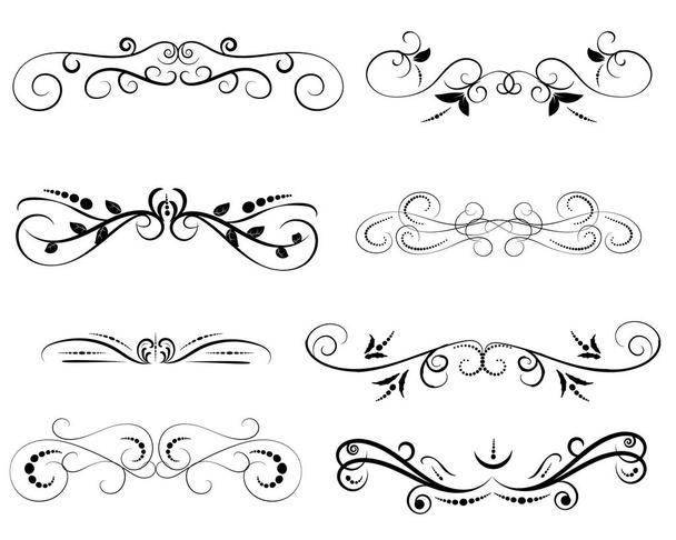 Set of decorative florish dividers, borders - Vector, Image
