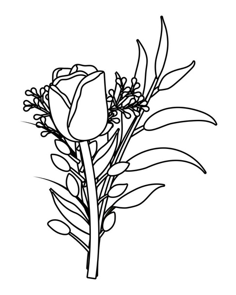 dessin animé tropical floral en noir et blanc
 - Vecteur, image