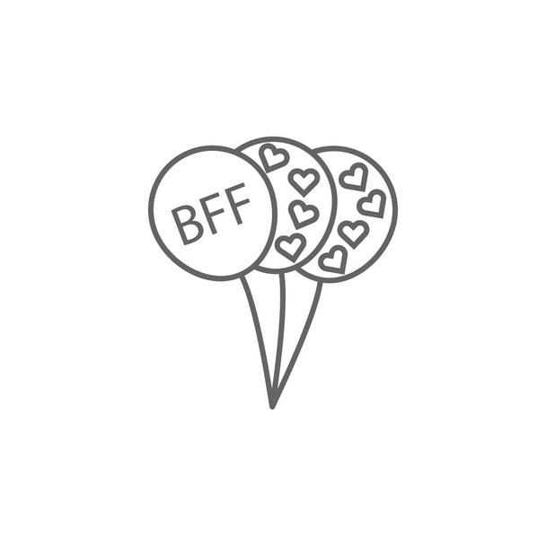 balloons bff hearts outline icon. Elements of friendship line icon. Signs, symbols and vectors can be used for web, logo, mobile app, UI, UX - Vector, Image