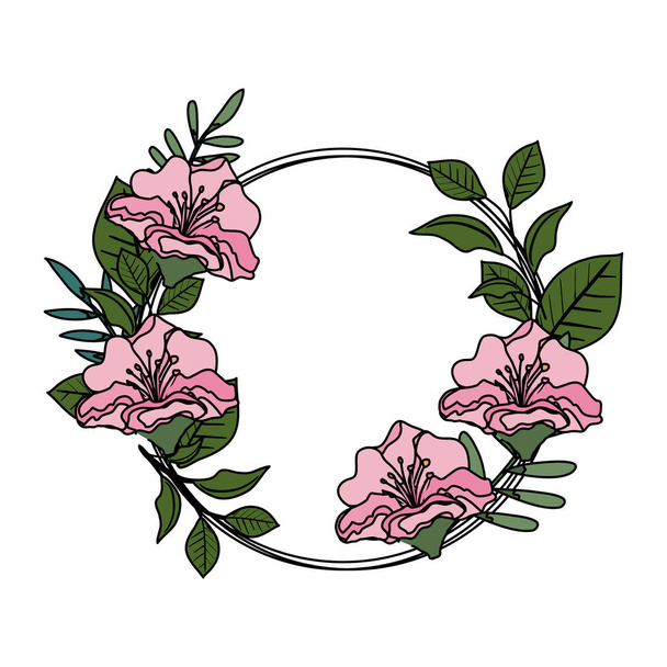 круглая икона цветочного оформления
 - Вектор,изображение