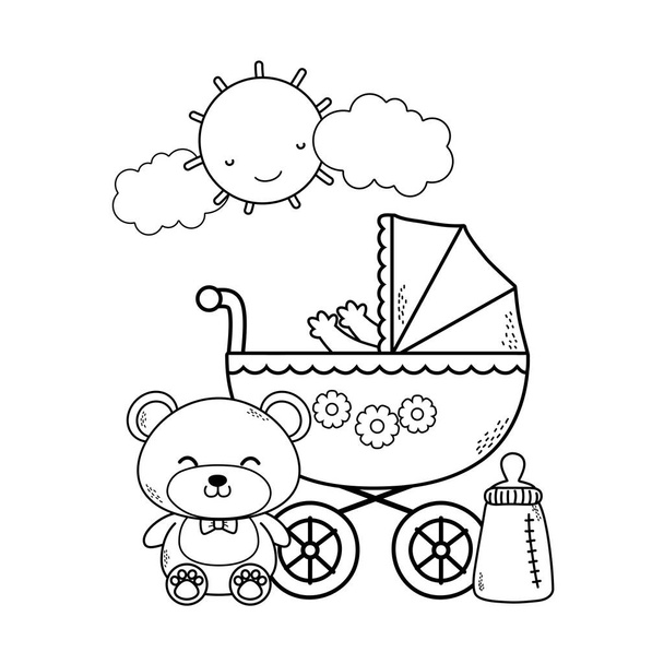 cute baby shower cartoon - Vector, Image