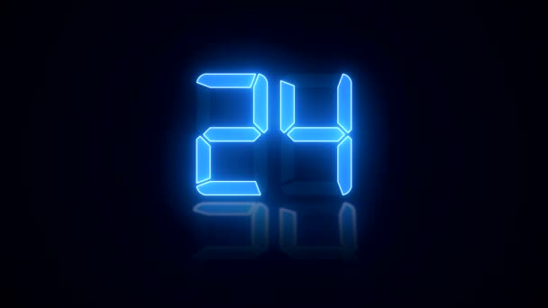 Video animatie-digitale display in het blauw met een countdown van 30 tot nul en stopt en knippert op nul - Video