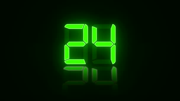 Video animatie-digitale display in het groen met een countdown van 30 tot nul en stopt en knippert op nul - Video