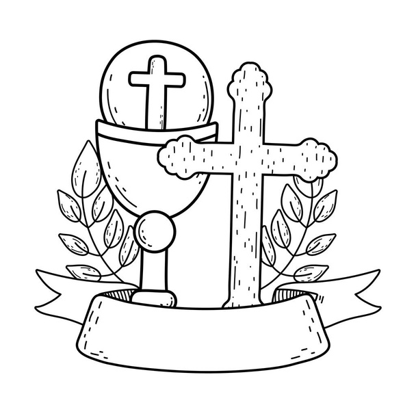 cáliz sagrado con cruz
 - Vector, Imagen