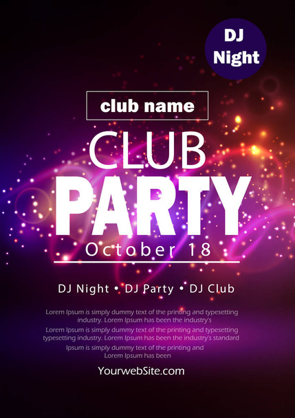 party flyer poster. Futuristic club flyer design template - Διάνυσμα, εικόνα