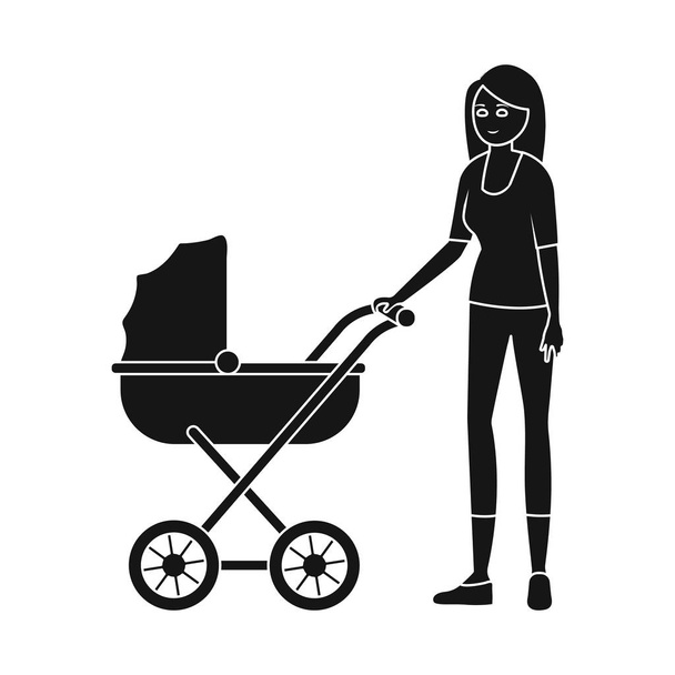 Isolated object of mother  and pram logo. Set of mother  and mom vector icon for stock. - Vecteur, image