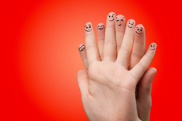 Smiley fingers loving each other - Photo, Image