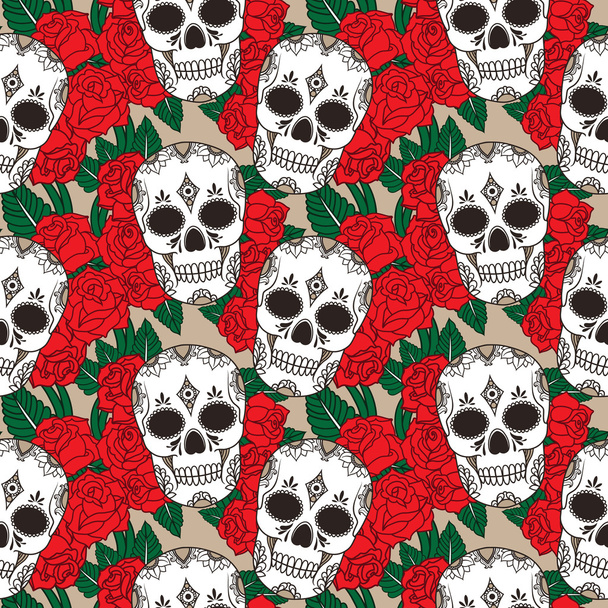 Pattern with skulls - ベクター画像