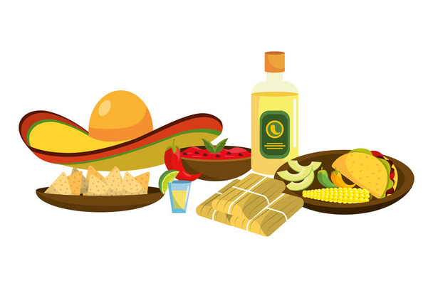 νόστιμο μεξικάνικο φαγητό κινουμένων σχεδίων - Διάνυσμα, εικόνα