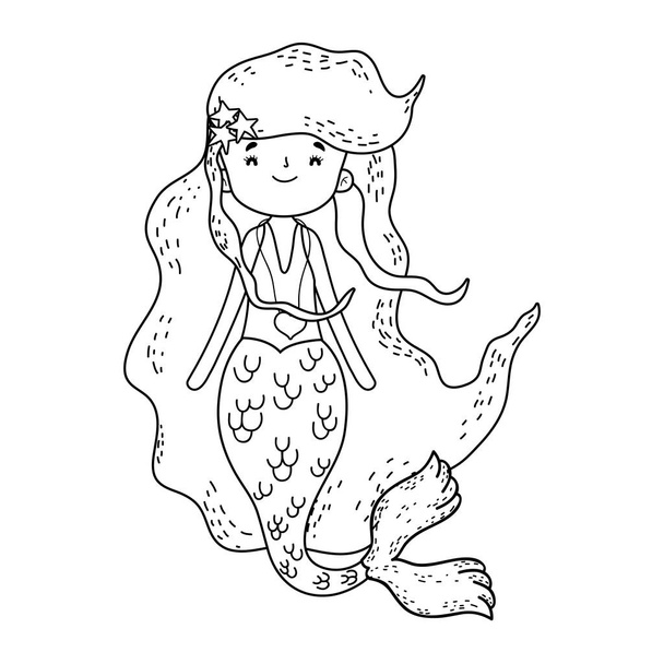 Sevimli deniz kızı peri masalları - Vektör, Görsel