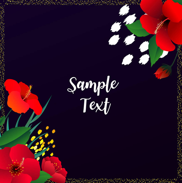 Sommer Banner mit tropischen Blättern und Blumen Hintergrund, exoti - Vektor, Bild