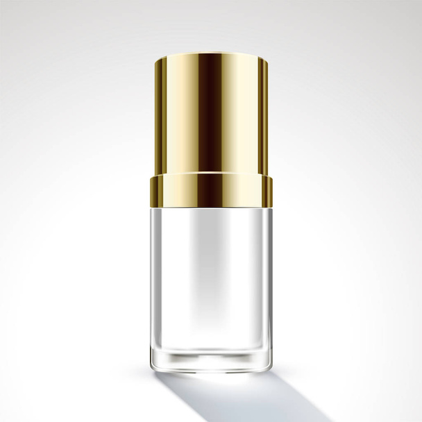 Golden lid cosmetic bottle package - Vector, Imagen
