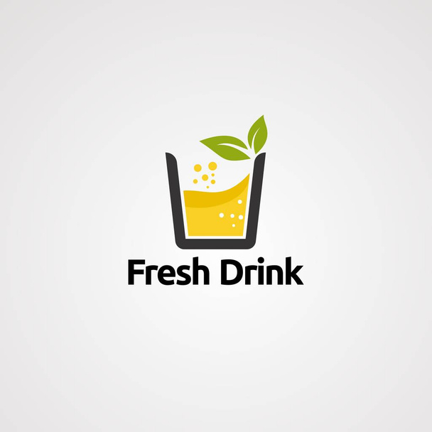 fresh drink logo vector, icon, element, and template - Vektor, kép