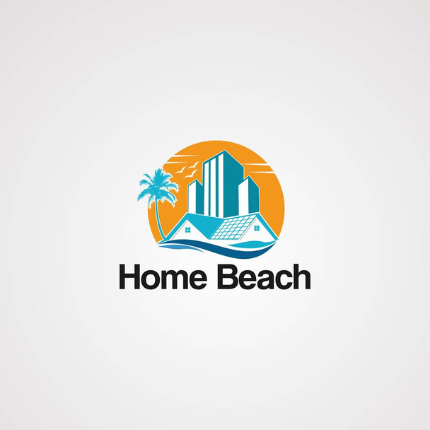 Home Beach logo wektor, ikona, element, i szablon dla firmy - Wektor, obraz