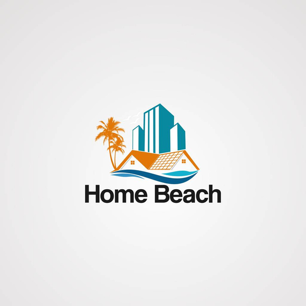 otthoni strand logo vektor, ikon, elem, és a sablon üzleti - Vektor, kép