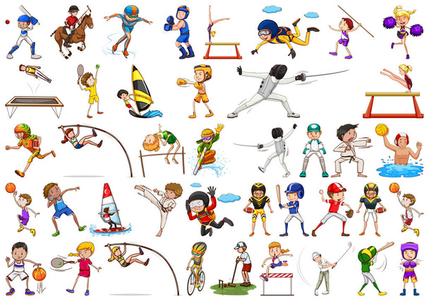 Set van sport atleten karakter - Vector, afbeelding