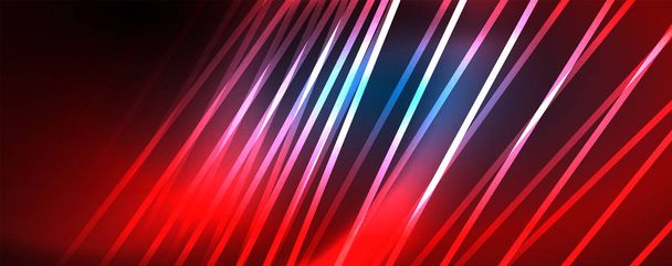 Neon blue glowing lines, magic energy space light concept, abstract background wallpaper design - Vector, Image