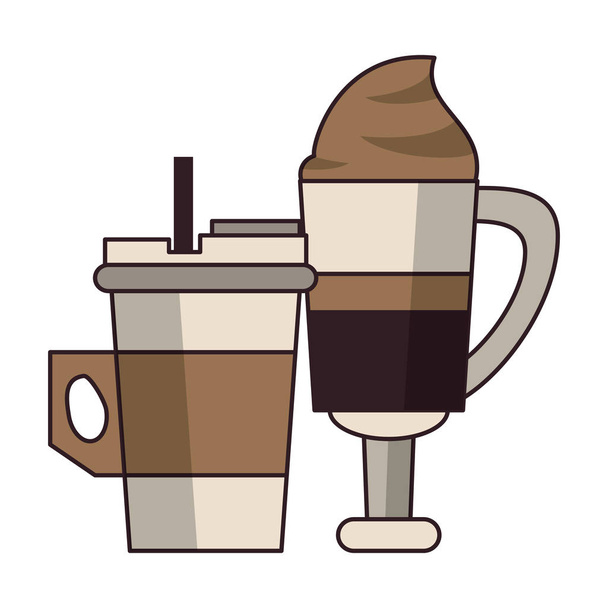 kahve kafe konsept karikatür - Vektör, Görsel