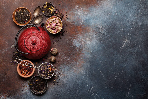 Set of herbal and fruit dry teas - Valokuva, kuva