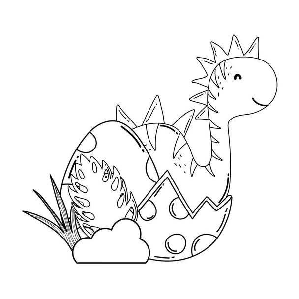 aranyos Apatosaurus tojással - Vektor, kép