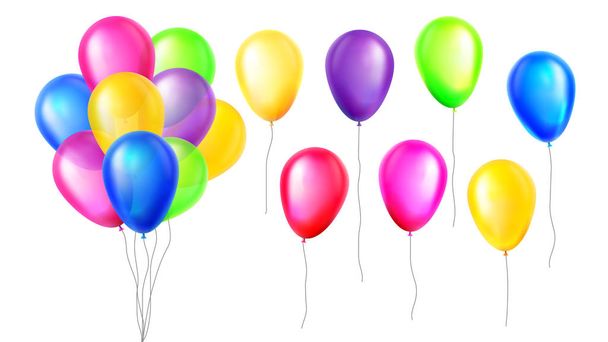Design Multicolored Helium Air Balloons Set Vector - Vector, Image