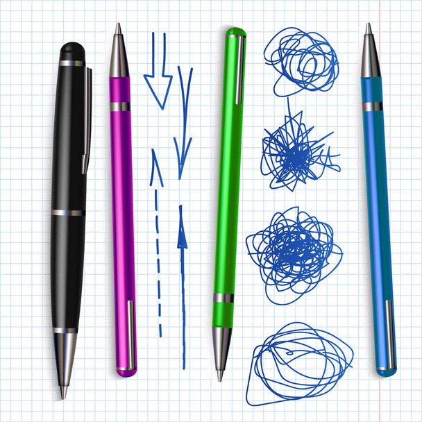 Kulička a pero tažené Doodle nastavit vektor - Vektor, obrázek