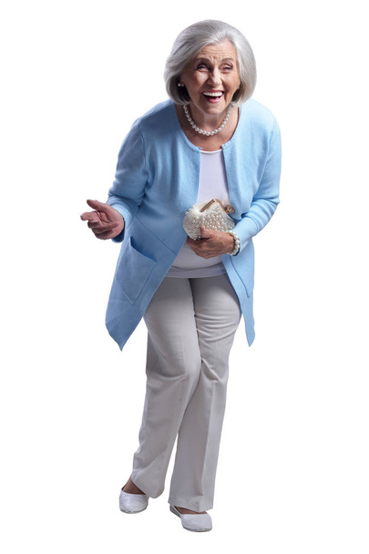 happy senior woman isolated on white background - Foto, imagen