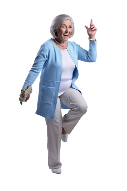 happy senior woman isolated on white background - Photo, image