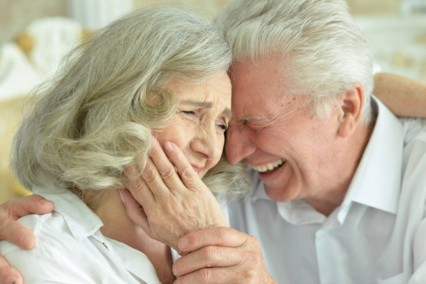 happy Senior couple posing  at home  - Фото, изображение