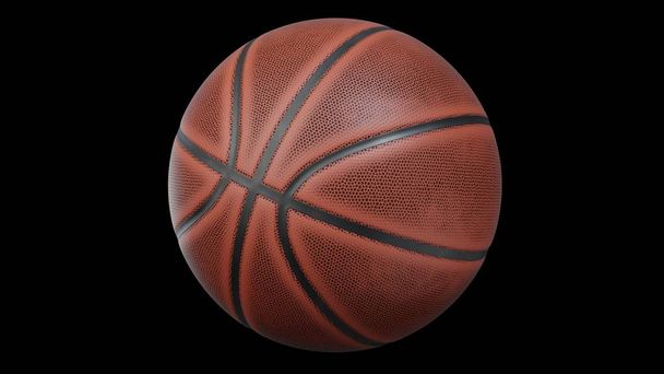 Old basketball isolated on black background. 3d rendering - Photo, Image