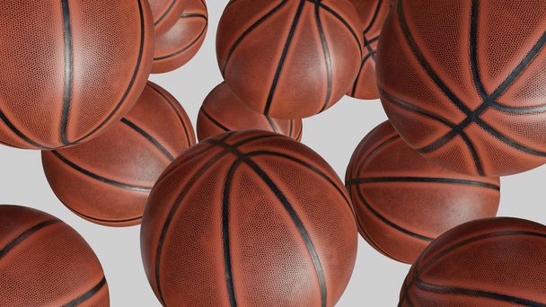 помаранчеві баскетбольні м'ячі ізольовані на білому тлі. 3D візуалізація
 - Фото, зображення
