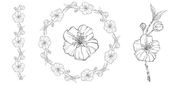 Bahar çiçekleriyle çiçekli grafik kompozisyonu - Vektör, Görsel