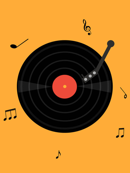 Music plate on yellow background. - ベクター画像