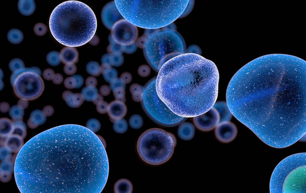 Limfocyty T atakujące komórki nowotworowe 3D ilustracji - Zdjęcie, obraz