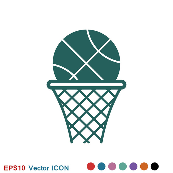 Vector icono de baloncesto en estilo plano de moda aislado en el fondo
 - Vector, Imagen