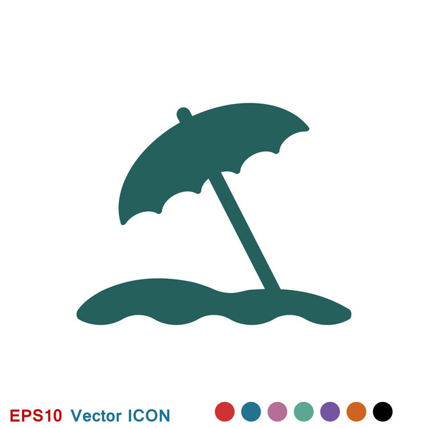 Beach icon vector of vacation and tourism, summer symbol - Vector, Image