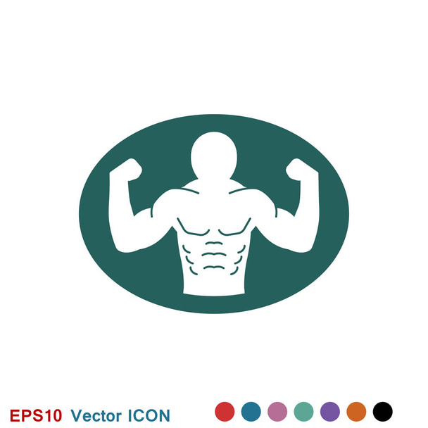 ボディービルダーアイコン, 筋肉の記号.ウェブデザインのためのベクトルイラスト - ベクター画像