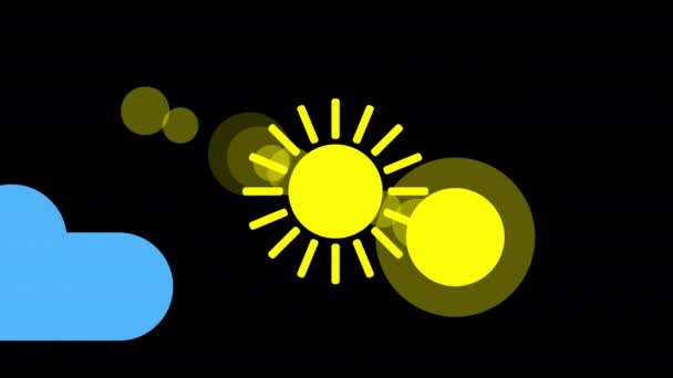 Auringonpaiste ja pilvi kuvake animaatio musta tausta. Animaatio Alpha läpinäkyvä tausta helppo käyttää videon muodossa: QuikTime. Kanavat: RGB Alpha. Video Codec: Apple ProRes 4444
 - Materiaali, video