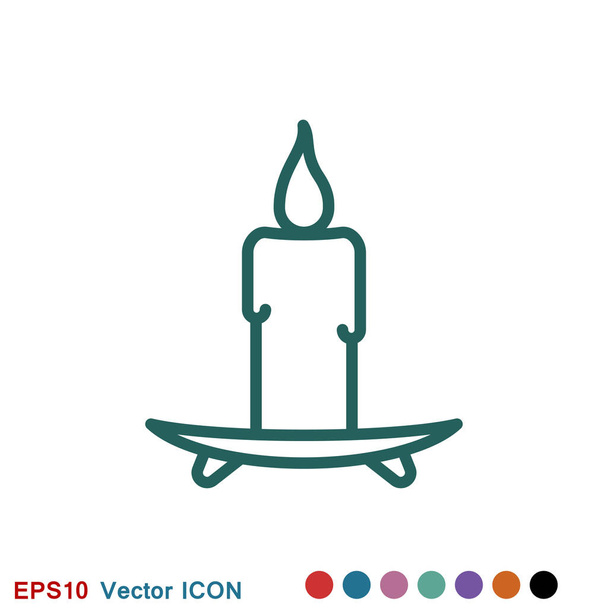 Icono de vector de vela. Concepto ligero. Se puede utilizar para temas como celebración, vacaciones, decoración. Iconos de velas
 - Vector, Imagen