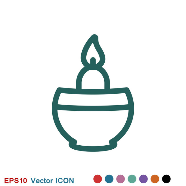 Gyertya vektor ikon. Könnyű koncepció. Használható témák, mint ünnep, ünnep, dekoráció. Gyertyák ikonjai - Vektor, kép