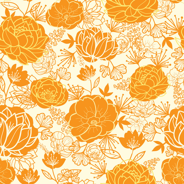 Golden art flowers seamless pattern background - Vektör, Görsel