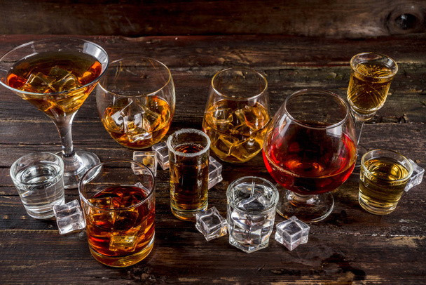 Selection of hard strong alcoholic drinks - Photo, Image