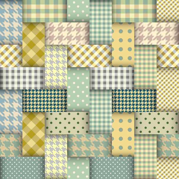 Patchwork textil minta. Zökkenőmentes steppelés tervezési háttér. - Vektor, kép