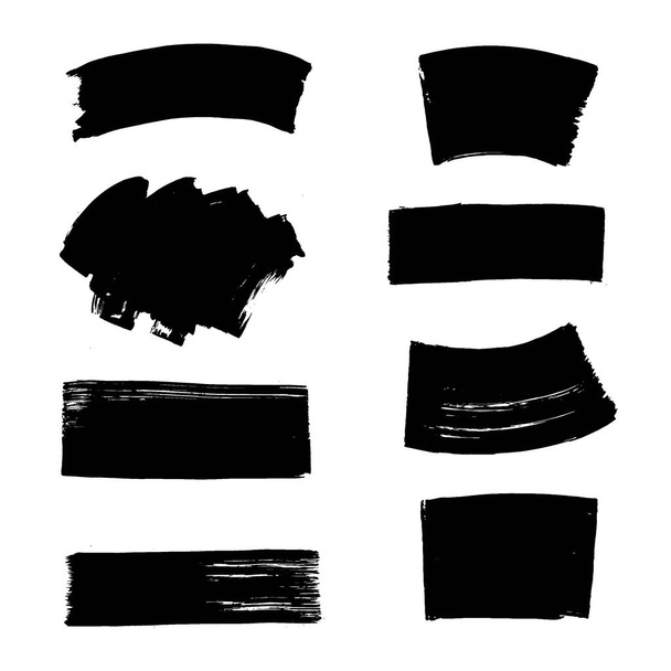 Hand drawn black brush strokes. Grunge design element. - Vector, Image